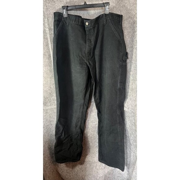 Carhartt Mens Black Cotton Work Pants Size 40x34 With Utility Pocket & Durable - Picture 4 of 4
